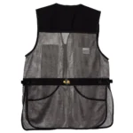 Browning Trapper Creek Mesh Shooting Vest, grey and black front view with large lower pockets
