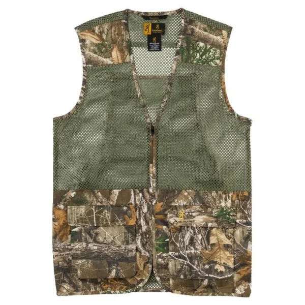 Browning Vest UPLAND DOVE RTE 2XL, front view with green mesh and camouflage panels