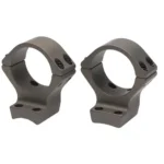 Browning X Bolt Scope Mounts, angled view of two bronze high scope rings with mounting holes