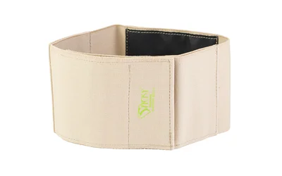 STICKY GUARD HER BELT 20-31 LG TAN, tan three-quarter view with front panel and black lining