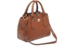 Bulldog Cases Bulldog Satchel Style Conceal Carry Purse W/ Holster Chestnut W/ Leopard Trim - alternate view 2