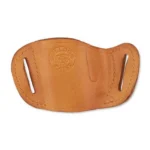 Bulldog Molded Leather Belt Slide Holster tan leather front view with two belt slots