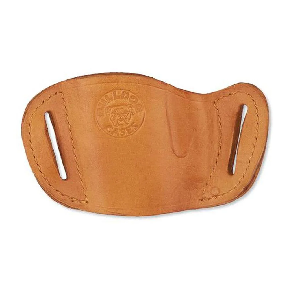 bulldog-leather-belt-slide-holster-tan-rh-primary Bulldog Molded Leather Belt Slide Holster tan leather front view with two belt slots