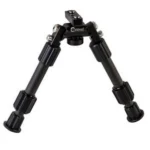 AOB Caldwell Accumax Premium Bipod, front view of black bipod with telescoping legs