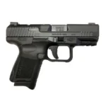 CANIK TP9 ELITE SC, black pistol in left-side view with textured grip and slide serrations