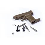 Century Arms Canik METE SFT Handgun, FDE right-side view with small disassembled parts
