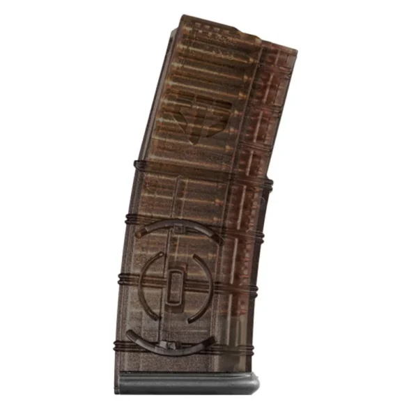 Elite Tactical Systems Carbon Smoke Gen 2 AR-15 Magazine, front view with translucent curved body
