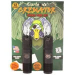 Carlson's Cremator Waterfowl choke tubes two black tubes in retail packaging, front view