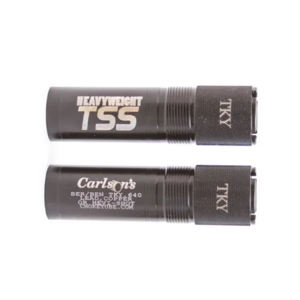 Carlson's TSS Turkey Extended Choke Tube two gray threaded choke tubes shown from the side