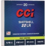 CCI Rimfire Shotshell Ammunition, blue 20-cartridge box shown from the front