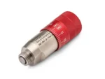Hornady Click-adjust Bullet Seating Micrometer, silver body with red numbered adjustment dial