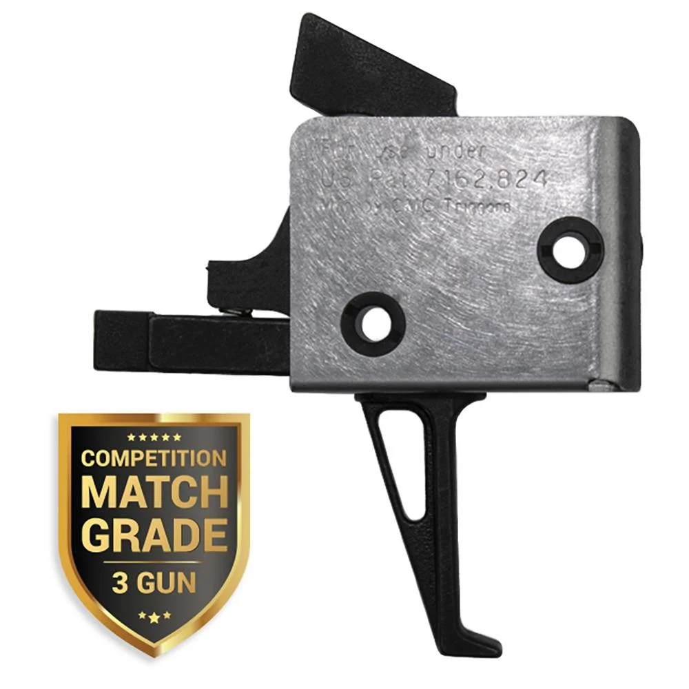 cmc-ar-15-single-stage-trigger-2-25lb-flat-black-primary CMC Triggers AR-15 AR-10 Single Stage Trigger, side view of black flat trigger and metal housing