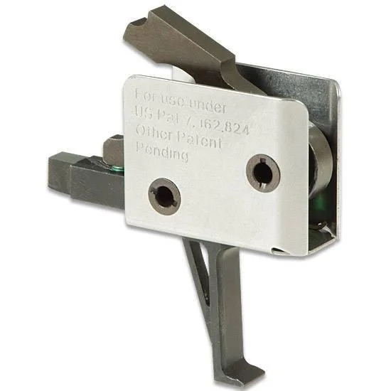 CMC Triggers Drop-In AR-15 Trigger Group, silver and black angled view with flat trigger