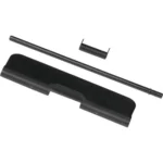 CMMG AR-15 Zeroed black polymer dust cover kit with cover, rod and spring laid out