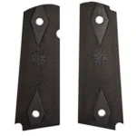 Hogue Colt Government 1911 grip panels in black rubber, checkered front view
