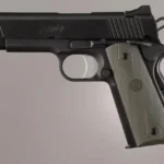 Hogue Colt Government Grips, OD green checkered grip panels shown fitted to a black pistol