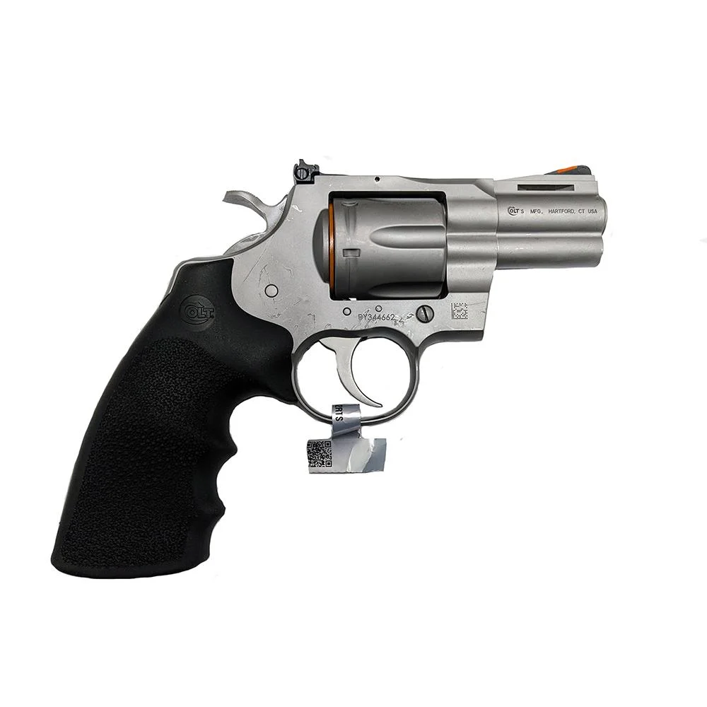 colt-python-357-stainless-steel-6-barrel-primary Colt's Manufacturing COLT PYTHON matte stainless revolver with black grip, left-side view