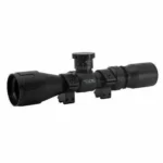 BSA Sweet 22 black rifle scope, right-side view with adjustment turret and mounting rings
