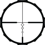 Crimson Trace Brushline scope, circular reticle view with black crosshairs and lower diamond marks