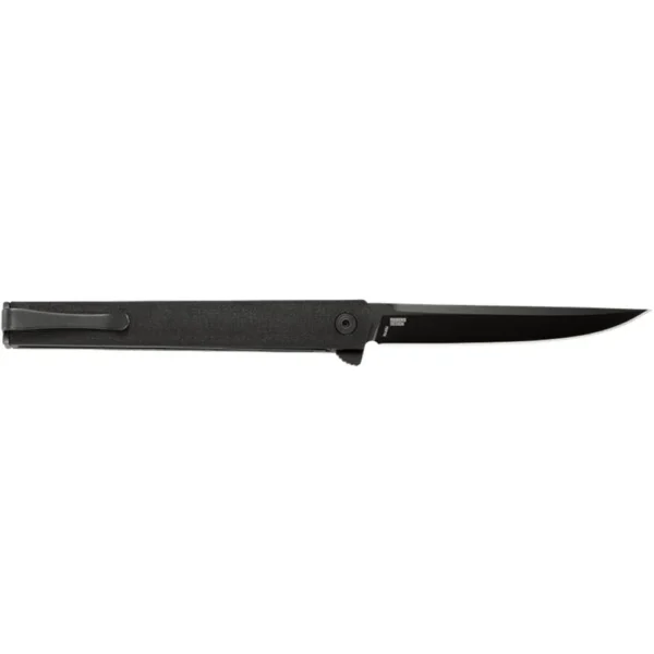 CRKT CEO Flipper Folding Knife, open right-side view with slim black handle and blade