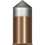 Crosman Powershot Lead-Free Gold Flight Penetrators, close-up of pointed silver and gold pellet