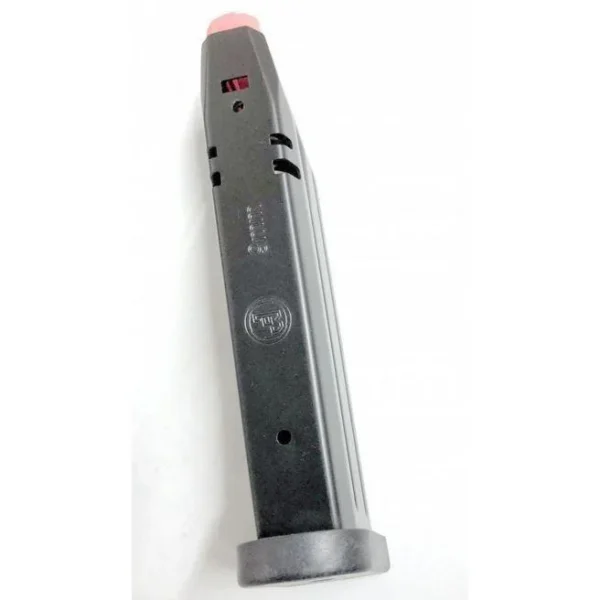 CZ P-10F P09 magazine, gray extended body with black base plate and red follower
