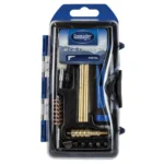 DAC Technologies 14-Piece Pistol Cleaning Kit, front view in clear blue-edged case