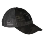 Nine Line Dark American Made Mesh Back Hat, black camo front view with mesh back and flag patch