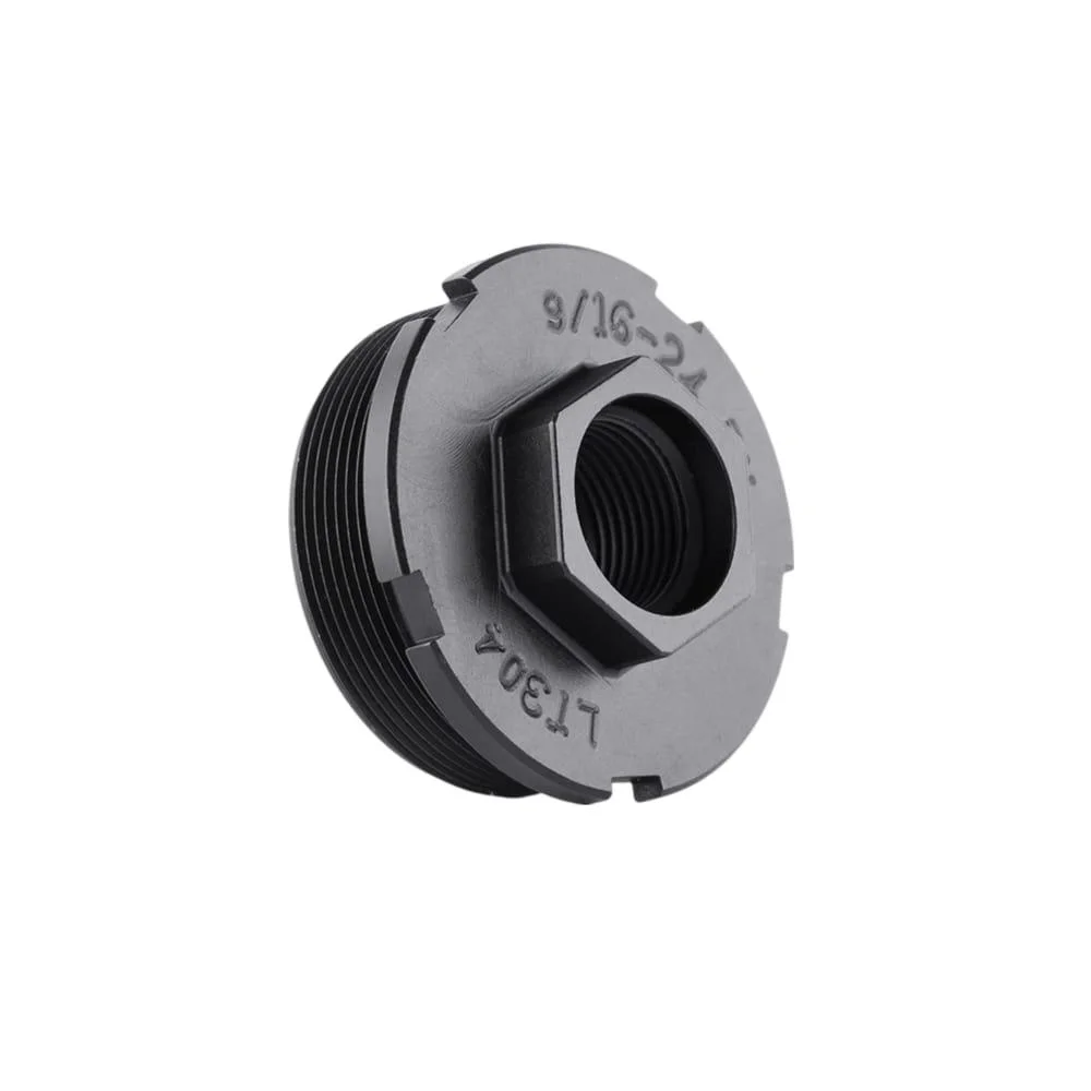 dead-air-direct-thread-mount-hub-compatible-primary-1 Dead Air Direct Thread Mount black and silver angled view showing threaded center and outer threads