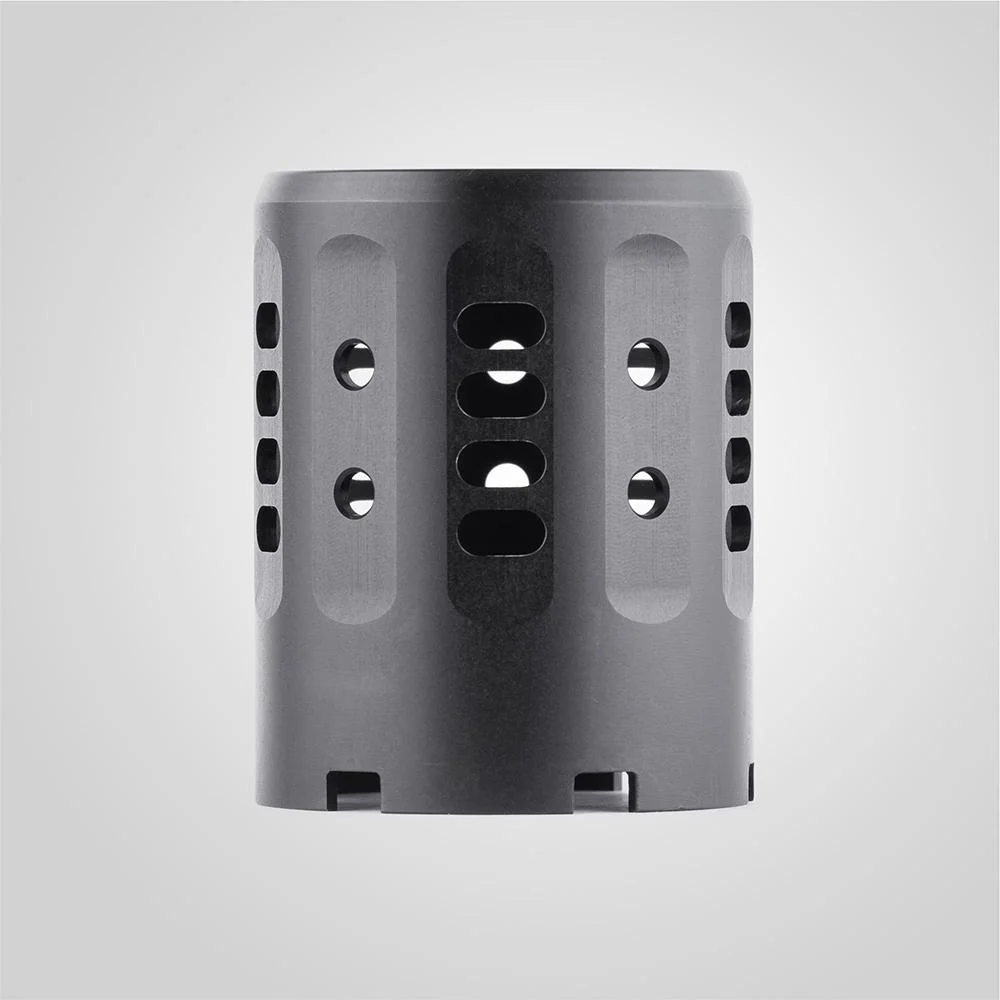 dead-air-pyro-vented-shroud-hub-mounts-primary Dead Air Pyro Vented Shroud, gray front view with rows of circular and rectangular vents
