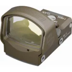 Leupold DeltaPoint Pro reflex sight, dark earth finish in angled front view with glass lens