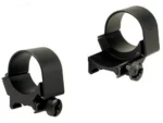 WEAVER TOP MOUNT EXT RNGS, two black low scope rings shown from angled front views