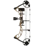 Diamond Archery Radian Compound Bow, right-side view in Mossy Oak Bottomland with sight and quiver