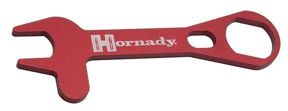 die-locking-ring-wrench-primary Hornady Lock-N-Load Deluxe Die Locking Ring Wrench, red flat wrench with open ends and logo