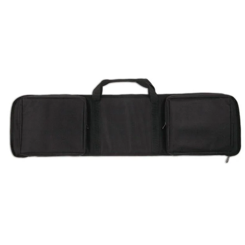 discreet-assault-rifle-case-black-primary-1 Bulldog Extreme Rectangle rifle case, black side view with carry handles and three pockets