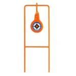 Do-All Outdoors .22 Single Spinner, orange frame with hanging circular target, front view