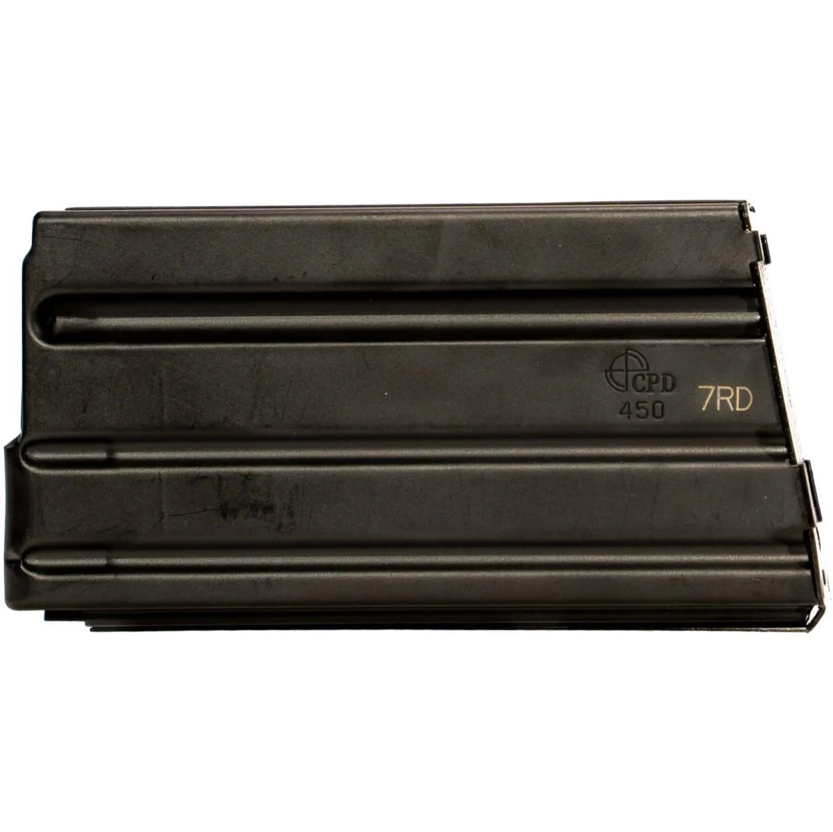 duralmag-ss-450-bushmaster-rifle-magazine-primary C Products Defense DuraMag SS magazine in black, right-side view with stamped ribs
