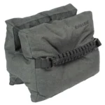 Allen Eliminator Filled Bench Bag grey, angled front view with strap and raised rests