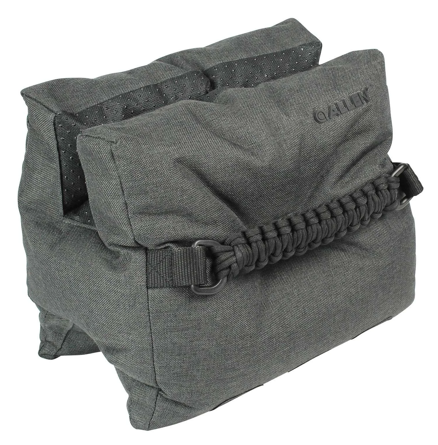 eliminator-filled-bench-bag-grey-primary Allen Eliminator Filled Bench Bag grey, angled front view with strap and raised rests