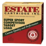 Estate Cartridge Super Sport Shotshells, front view of red, green and tan ammunition box