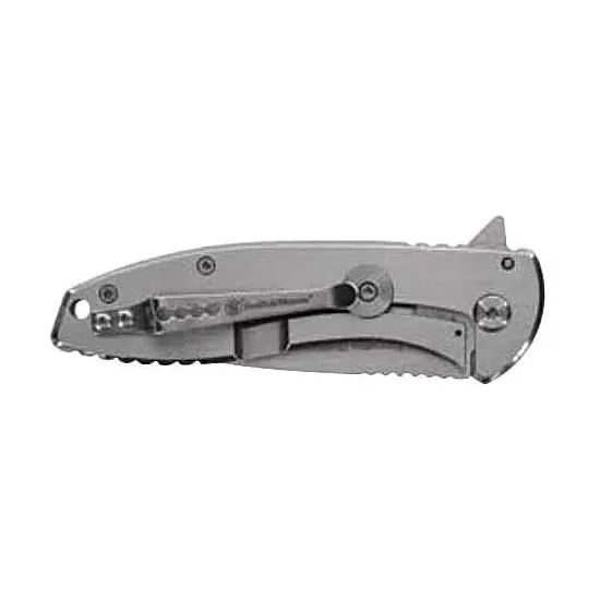 Battenfeld Knives Smith & Wesson KT Executive Platinum silver folding knife, clip-side view