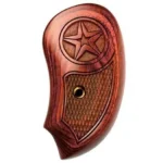 Bond Arms Extended Star-On-Star Grips rosewood grip, front view with carved star and checkering