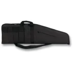 Bulldog Extreme Tactical Rifle Case, black side view with carry handle, strap and pockets