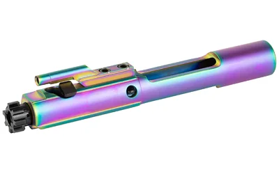 Faxon 5.56 M16 BCG Chameleon, iridescent purple, blue and gold bolt carrier group, side view