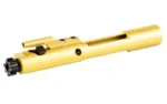 FAXON 5.56 M16 BCG TIN gold bolt carrier group, angled side view with black bolt head