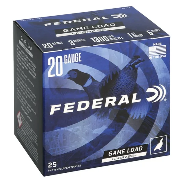 Federal Cartridge Co. Federal Game-Shok Upland Game Hi Brass Load Shotshells 20 ga 3" 1-1/4 oz 1300 fps #5 25/ct