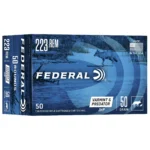 Federal American Eagle Varmint & Predator Rifle Ammunition, front view of blue retail box