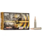 Federal Barnes TSX Rifle Ammunition, black and gold retail box beside two pointed rifle cartridges