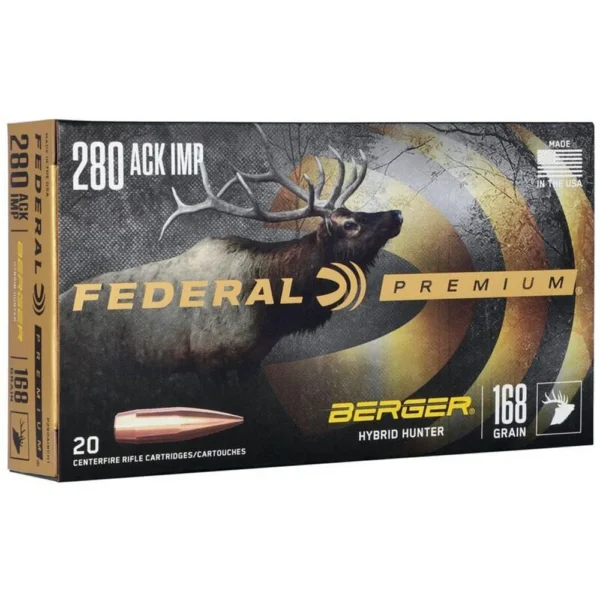 Federal Cartridge Co. Federal Classic Hunter Berger Hybrid Rifle Ammunition.280 Ackley Improved 168 gr BTHP 2800 fps 20/ct