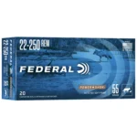Federal Power-Shok Rifle Ammunition, front view of blue retail box with snowy landscape